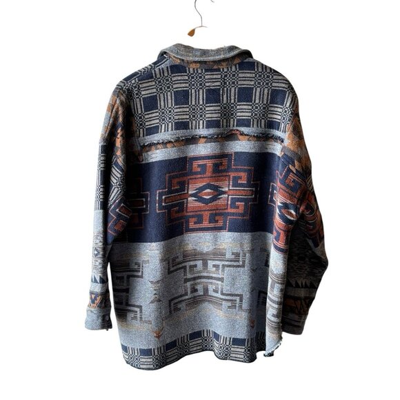 Free People Size L Oversized Half Button Southwest Print Blanket Pullover Top - Picture 5 of 9
